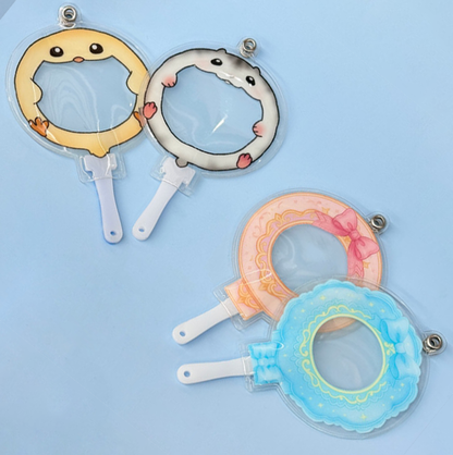 うちわ型缶バッジカバー