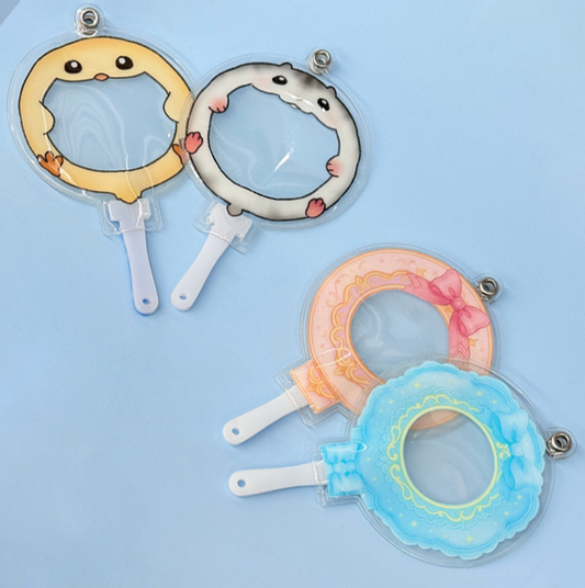 うちわ型缶バッジカバー