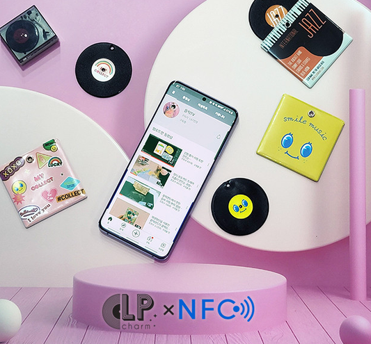 NFCタグLPレコード型チャーム（ボールチェーン付き）