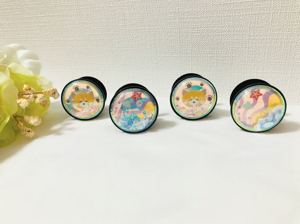 グリッター入りスマホホルダー＆スタンド (通常グリッター入り(変更可能)・蓄光+オーロラ)