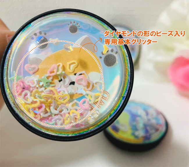 グリッター入りスマホホルダー＆スタンド (通常グリッター入り(変更可能)・蓄光+オーロラ)