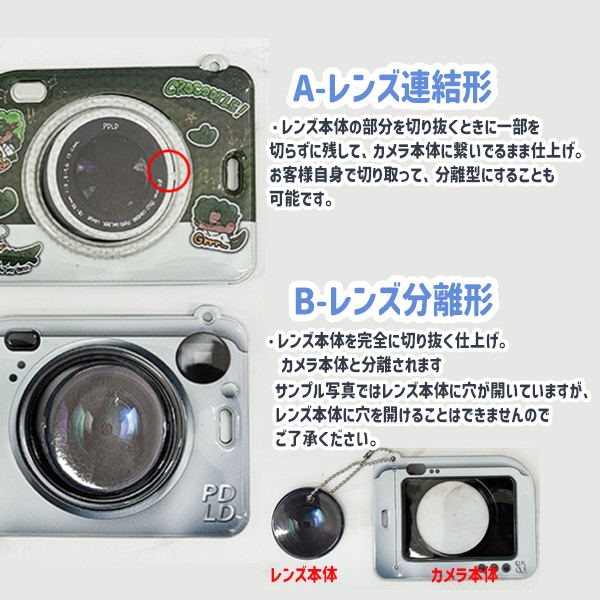 カメラ型　トレカ・フォトホルダー(両面印刷・ストラップセット）