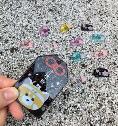 Jellyキーホルダーお守り形(キーホルダー付き/ラメ・オーロラ生地）