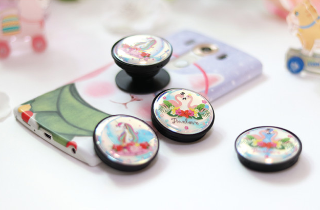 グリッター入りスマホホルダー＆スタンド (通常グリッター入り(変更可能)・蓄光+オーロラ)
